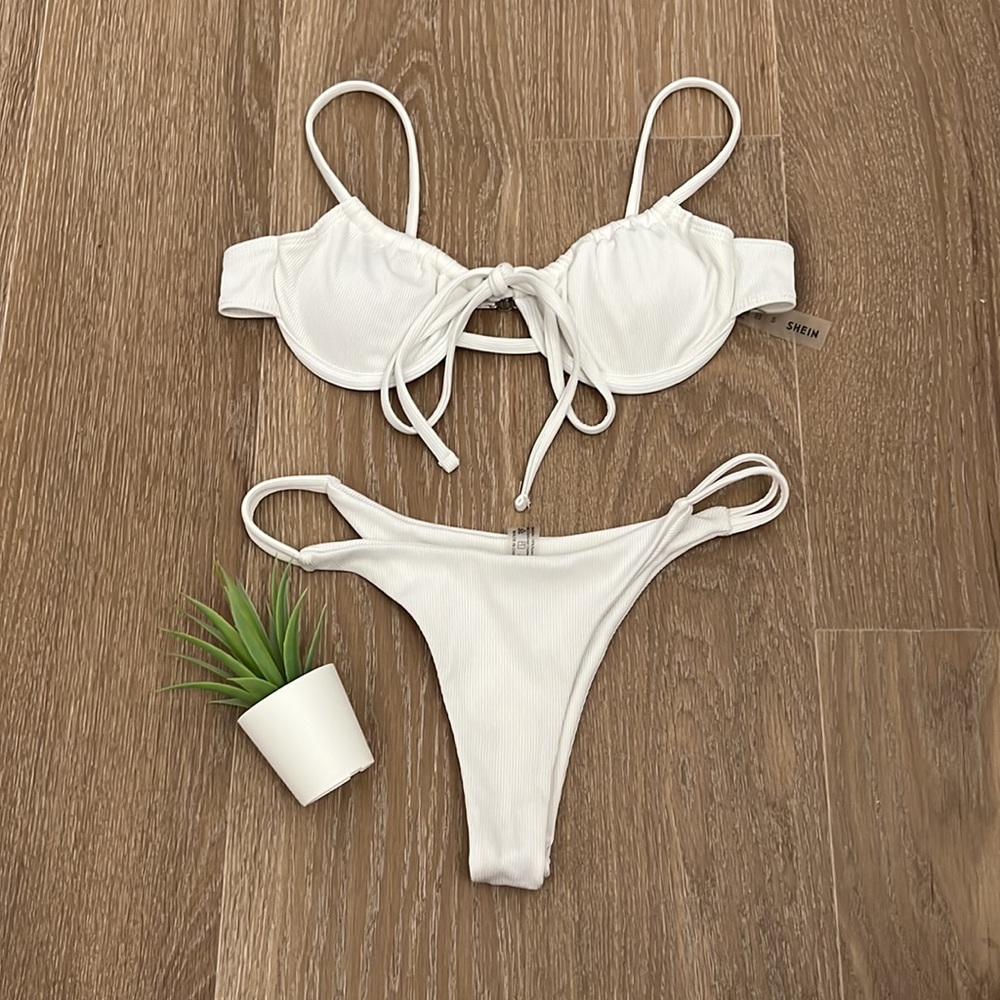 Shein White Underwire Bikini
